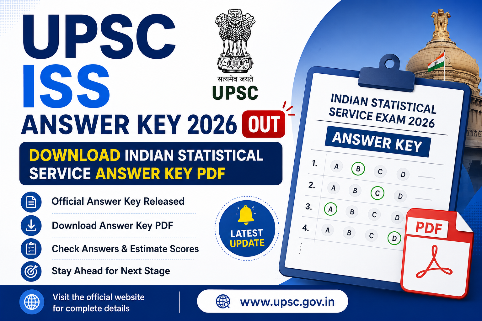 UPSC ISS Answer Key 2026 Out, Download Indian Statistical Service Answer Key PDF